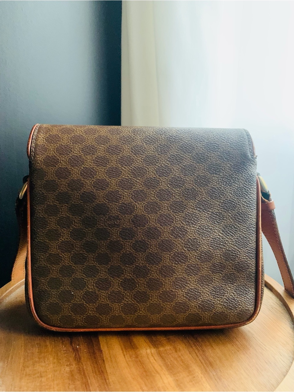 Celine Triomphe Macadam Monogram Canvas Mini Crossbody Brown with Tan Trim - Picture 15 of 15